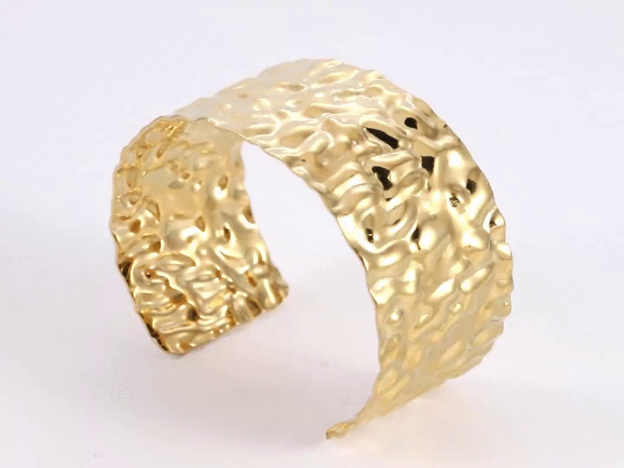 MBSG18 STAINLESS STEEL HAMMER EFFECT ADJUSTABLE OPEN BANGLE