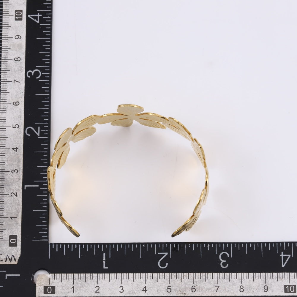 MBSG21 STAINLESS STEEL FLOWER SHAPE ADJUSTABLE OPEN BANGLE