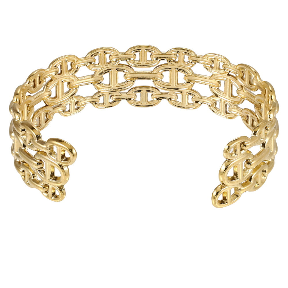 MBSG22 STAINLESS STEEL CHAIN-LINK ADJUSTABLE OPEN BANGLE