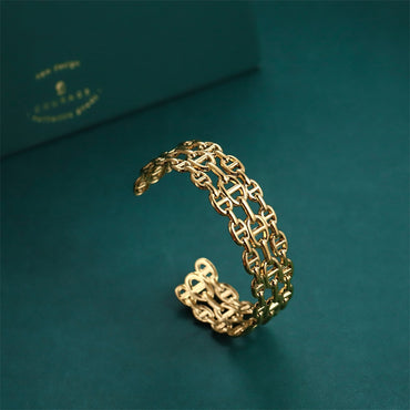 MBSG22 STAINLESS STEEL CHAIN-LINK ADJUSTABLE OPEN BANGLE