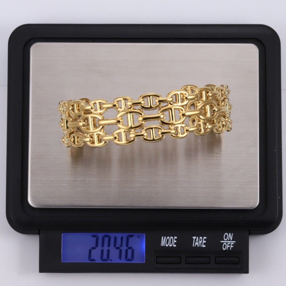 MBSG22 STAINLESS STEEL CHAIN-LINK ADJUSTABLE OPEN BANGLE
