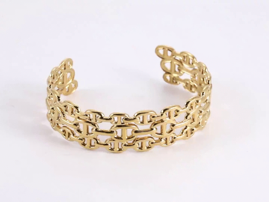 MBSG22 STAINLESS STEEL CHAIN-LINK ADJUSTABLE OPEN BANGLE