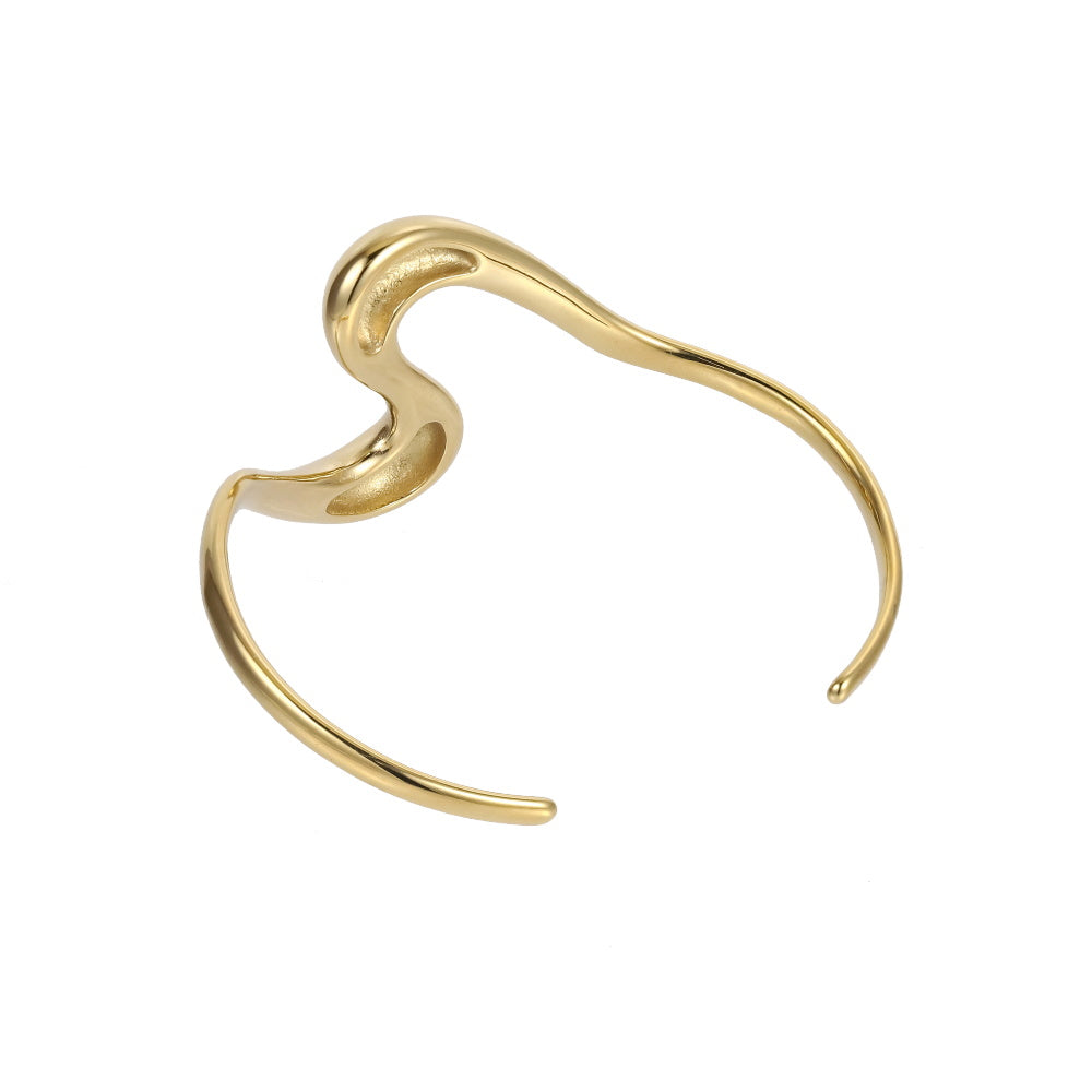 MBSG23 STAINLESS STEEL IRREGULAR WAVE OPEN BANGLE