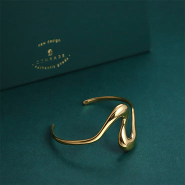 MBSG23 STAINLESS STEEL IRREGULAR WAVE OPEN BANGLE