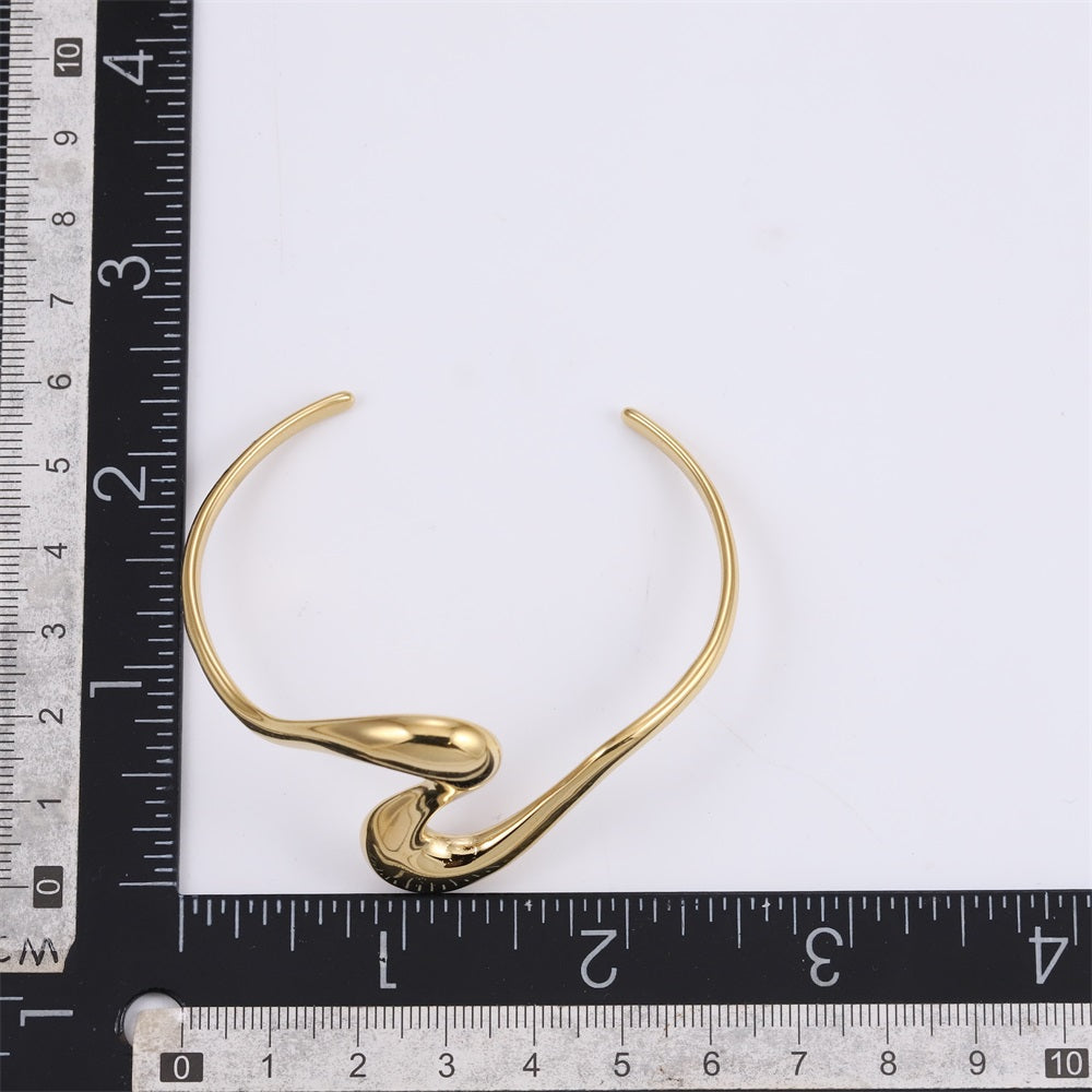 MBSG23 STAINLESS STEEL IRREGULAR WAVE OPEN BANGLE