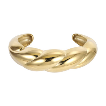 MBSG25 STAINLESS STEEL CHUNKY CROISSANL OPEN BANGLE