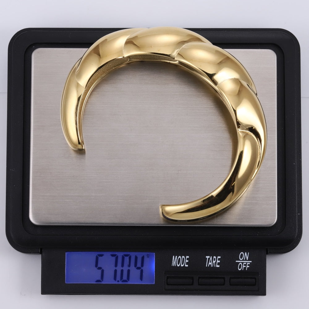 MBSG25 STAINLESS STEEL CHUNKY CROISSANL OPEN BANGLE