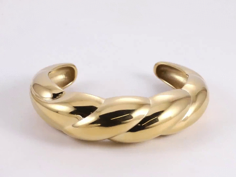 MBSG25 STAINLESS STEEL CHUNKY CROISSANL OPEN BANGLE