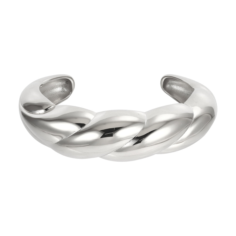 MBSG25 STAINLESS STEEL CHUNKY CROISSANL OPEN BANGLE