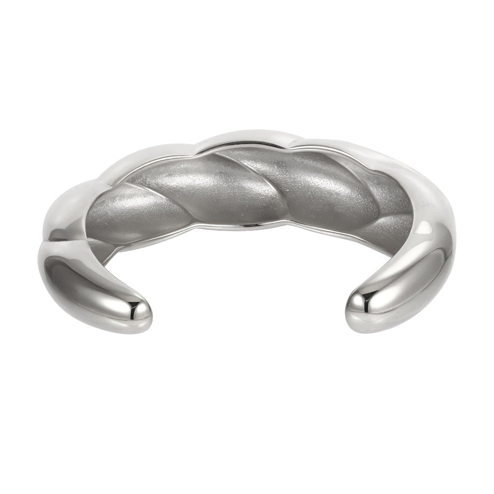 MBSG25 STAINLESS STEEL CHUNKY CROISSANL OPEN BANGLE