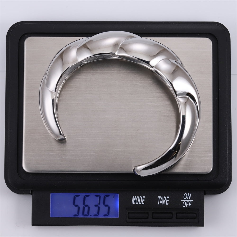 MBSG25 STAINLESS STEEL CHUNKY CROISSANL OPEN BANGLE