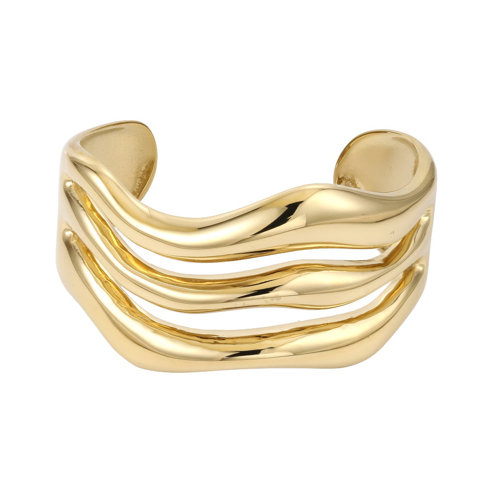 MBSG29 STAINLESS STEEL TRIPLE WAVE CHUNKY OPEN BANGLE