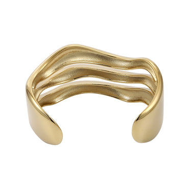 MBSG29 STAINLESS STEEL TRIPLE WAVE CHUNKY OPEN BANGLE