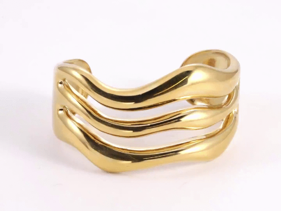 MBSG29 STAINLESS STEEL TRIPLE WAVE CHUNKY OPEN BANGLE