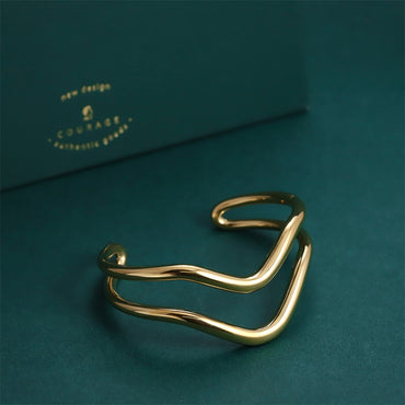 MBSG30 STAINLESS STEEL DOUBLE WAVE OPEN BANGLE