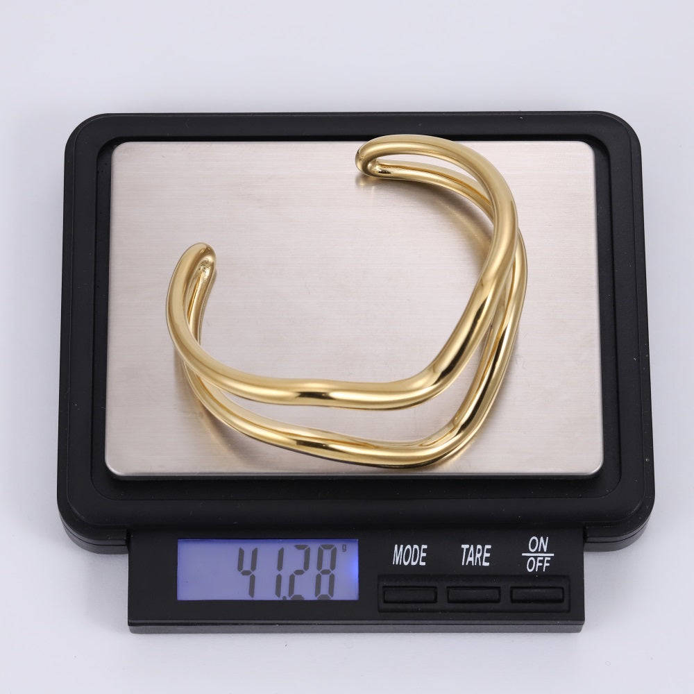 MBSG30 STAINLESS STEEL DOUBLE WAVE OPEN BANGLE