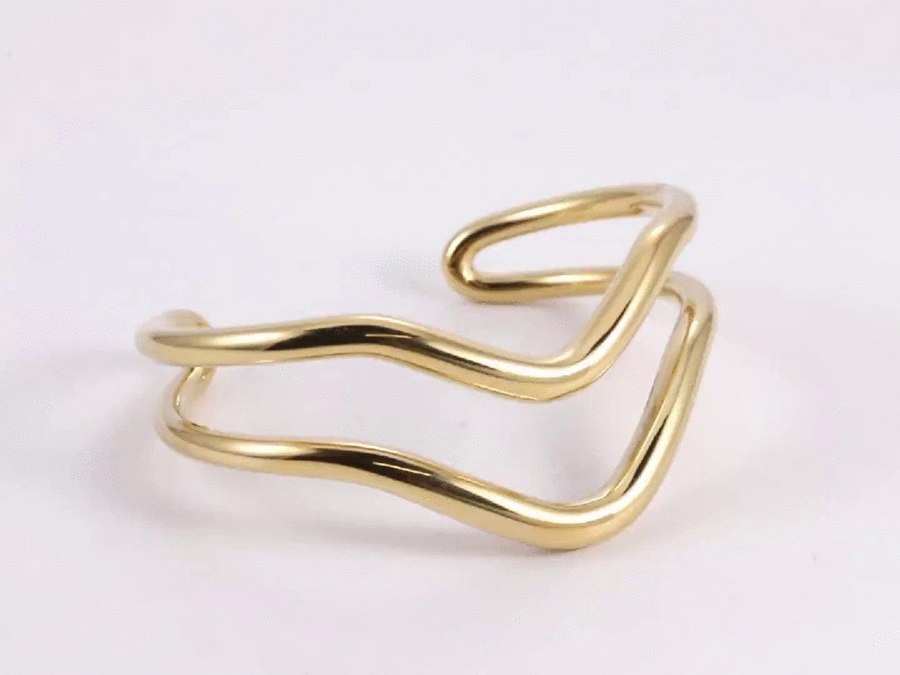 MBSG30 STAINLESS STEEL DOUBLE WAVE OPEN BANGLE
