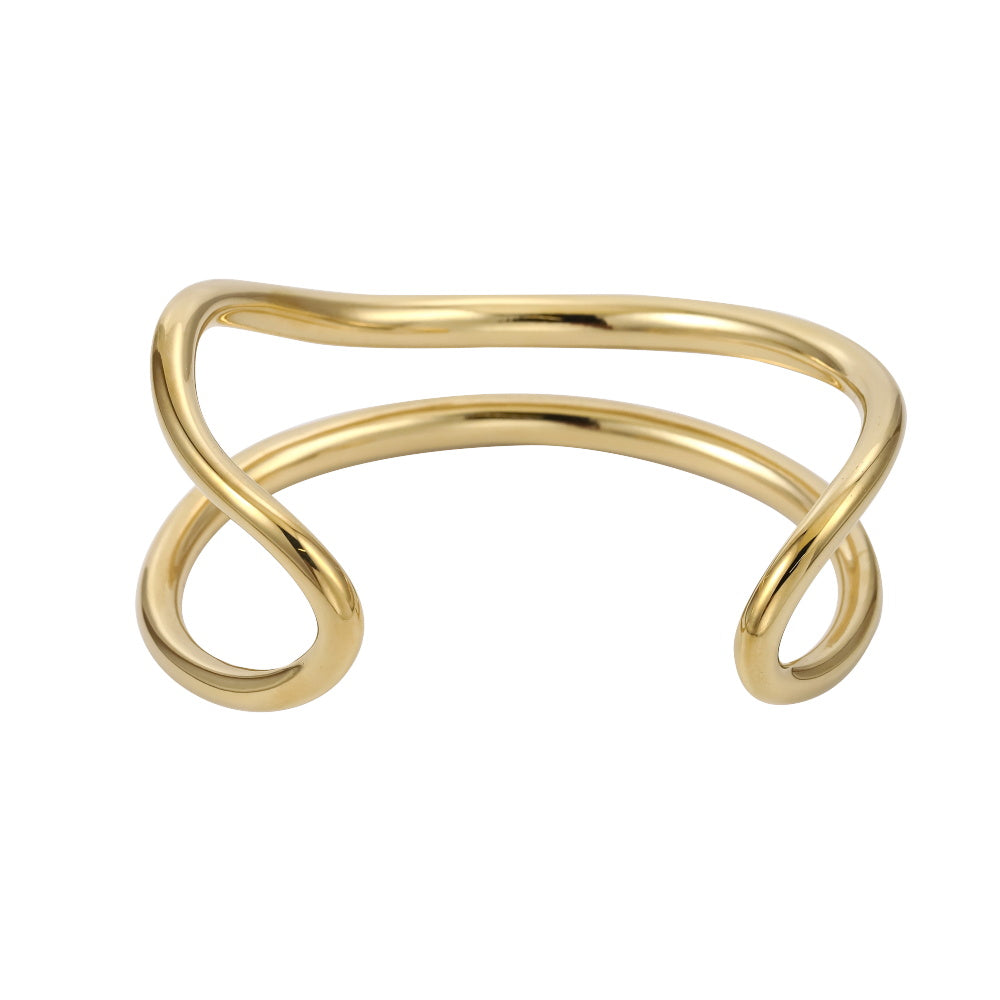 MBSG32 STAINLESS STEEL DOUBLE WAVE OPEN BANGLE