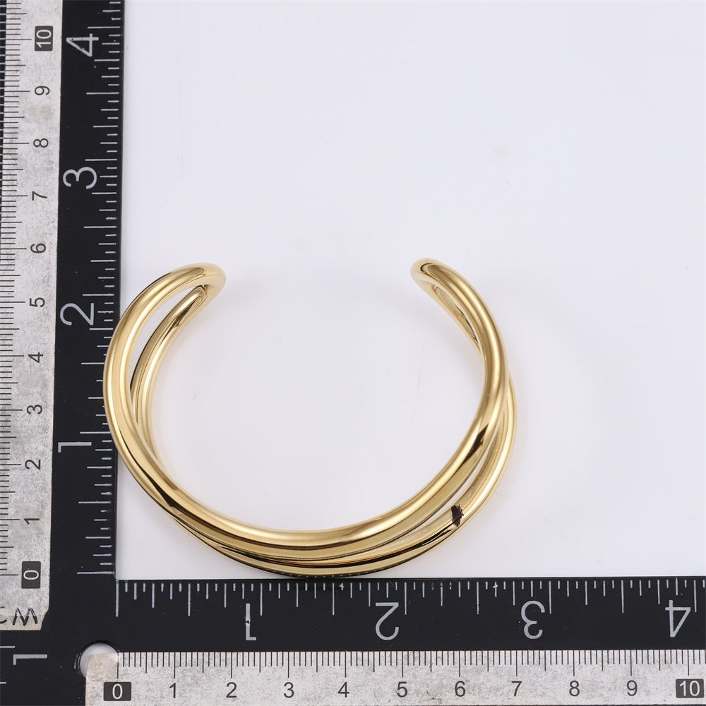 MBSG32 STAINLESS STEEL DOUBLE WAVE OPEN BANGLE