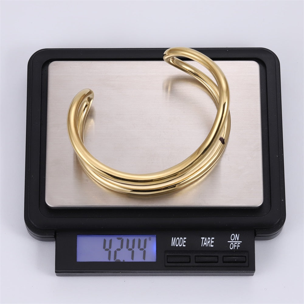 MBSG32 STAINLESS STEEL DOUBLE WAVE OPEN BANGLE