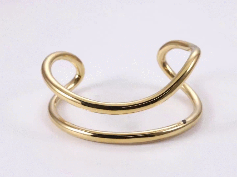MBSG32 STAINLESS STEEL DOUBLE WAVE OPEN BANGLE