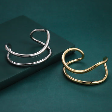 MBSG32 STAINLESS STEEL DOUBLE WAVE OPEN BANGLE