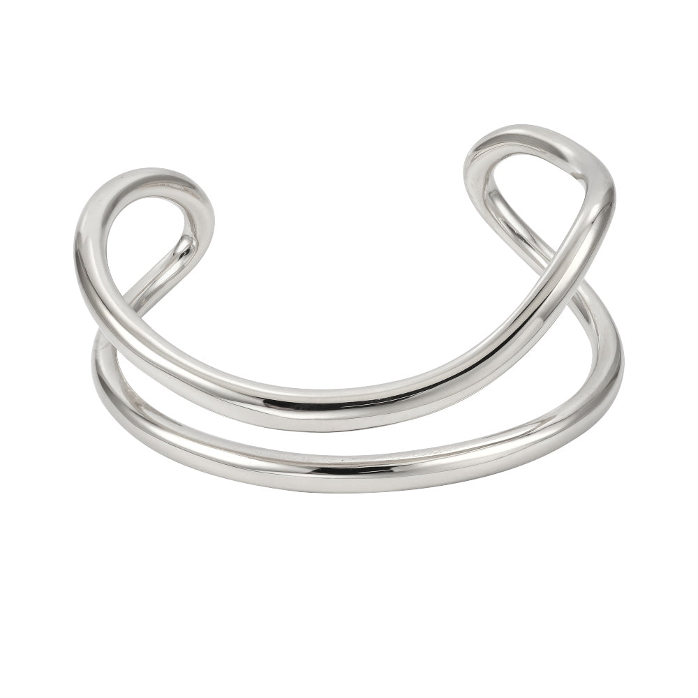 MBSG32 STAINLESS STEEL DOUBLE WAVE OPEN BANGLE