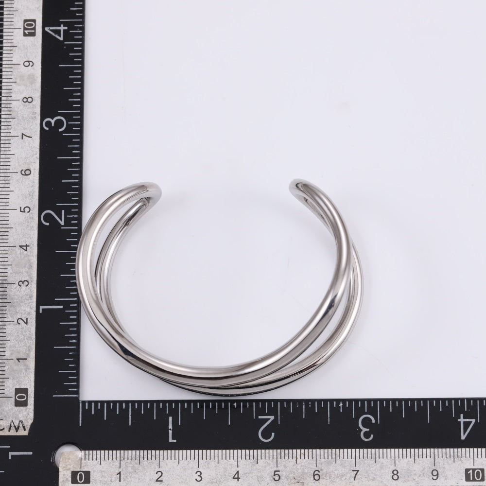 MBSG32 STAINLESS STEEL DOUBLE WAVE OPEN BANGLE