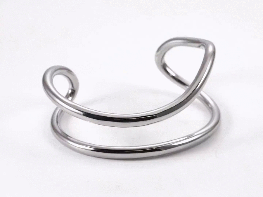 MBSG32 STAINLESS STEEL DOUBLE WAVE OPEN BANGLE
