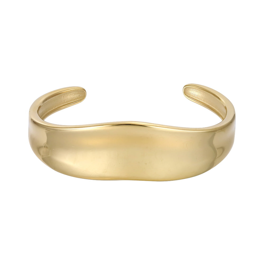 MBSG33 STAINLESS STEEL WIDE ORGANIC SHAPE OPEN BANGLE