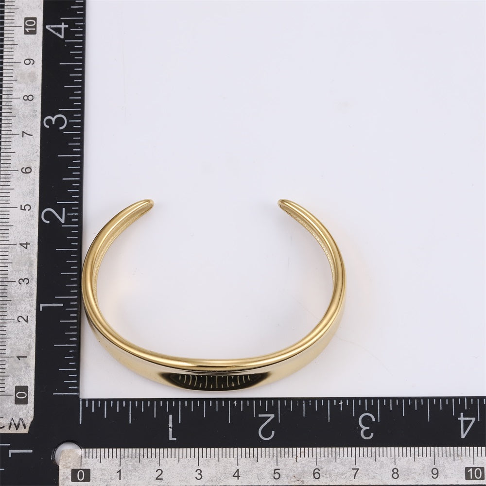 MBSG33 STAINLESS STEEL WIDE ORGANIC SHAPE OPEN BANGLE