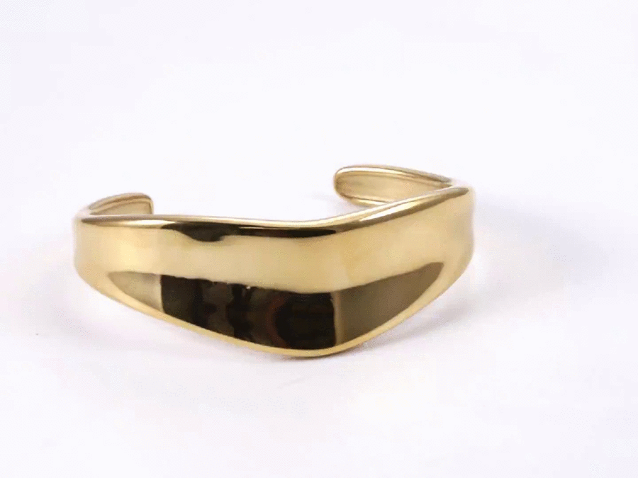 MBSG33 STAINLESS STEEL WIDE ORGANIC SHAPE OPEN BANGLE