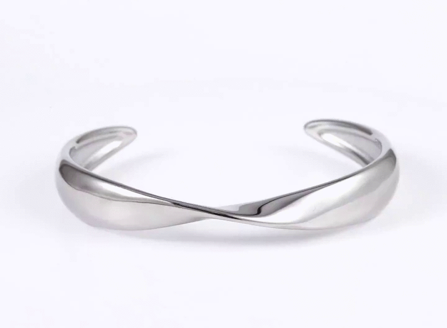 MBSG41 STAINLESS STEEL TWISTED OPEN BANGLE