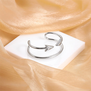 MBSG42 STAINLESS STEEL DOUBLE ARROW OPEN BANGLE