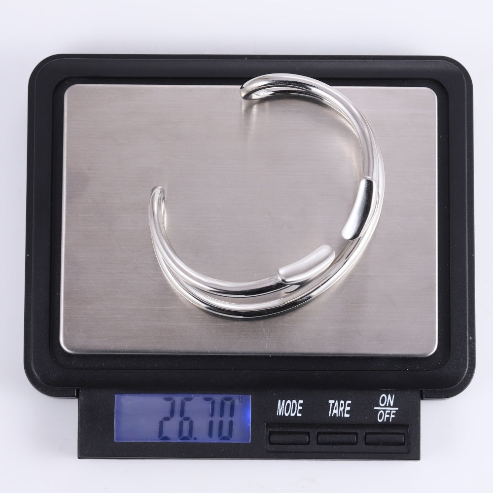MBSG42 STAINLESS STEEL DOUBLE ARROW OPEN BANGLE