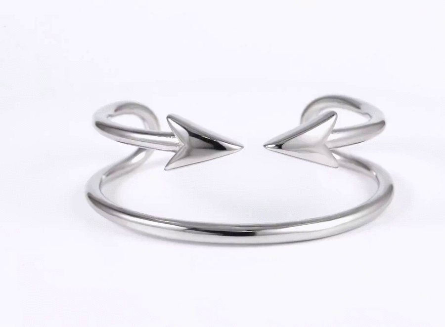 MBSG42 STAINLESS STEEL DOUBLE ARROW OPEN BANGLE