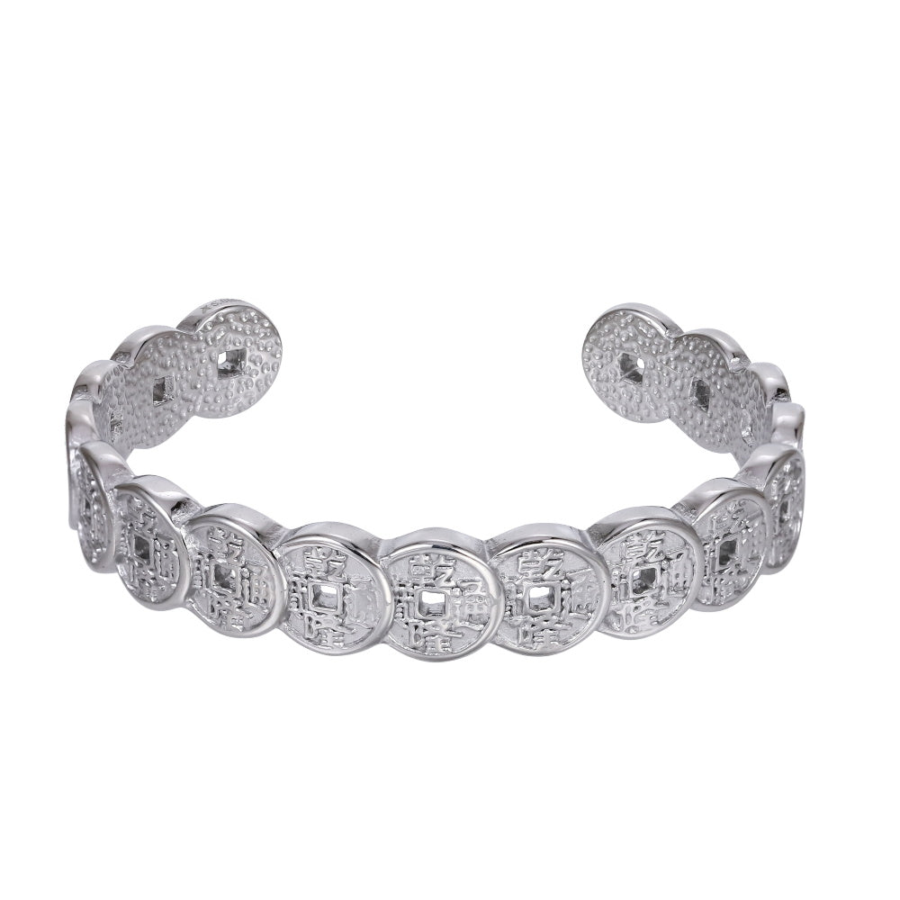 MBSG45 STAINLESS STEEL COIN OPEN BANGLE