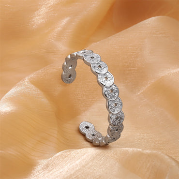 MBSG45 STAINLESS STEEL COIN OPEN BANGLE