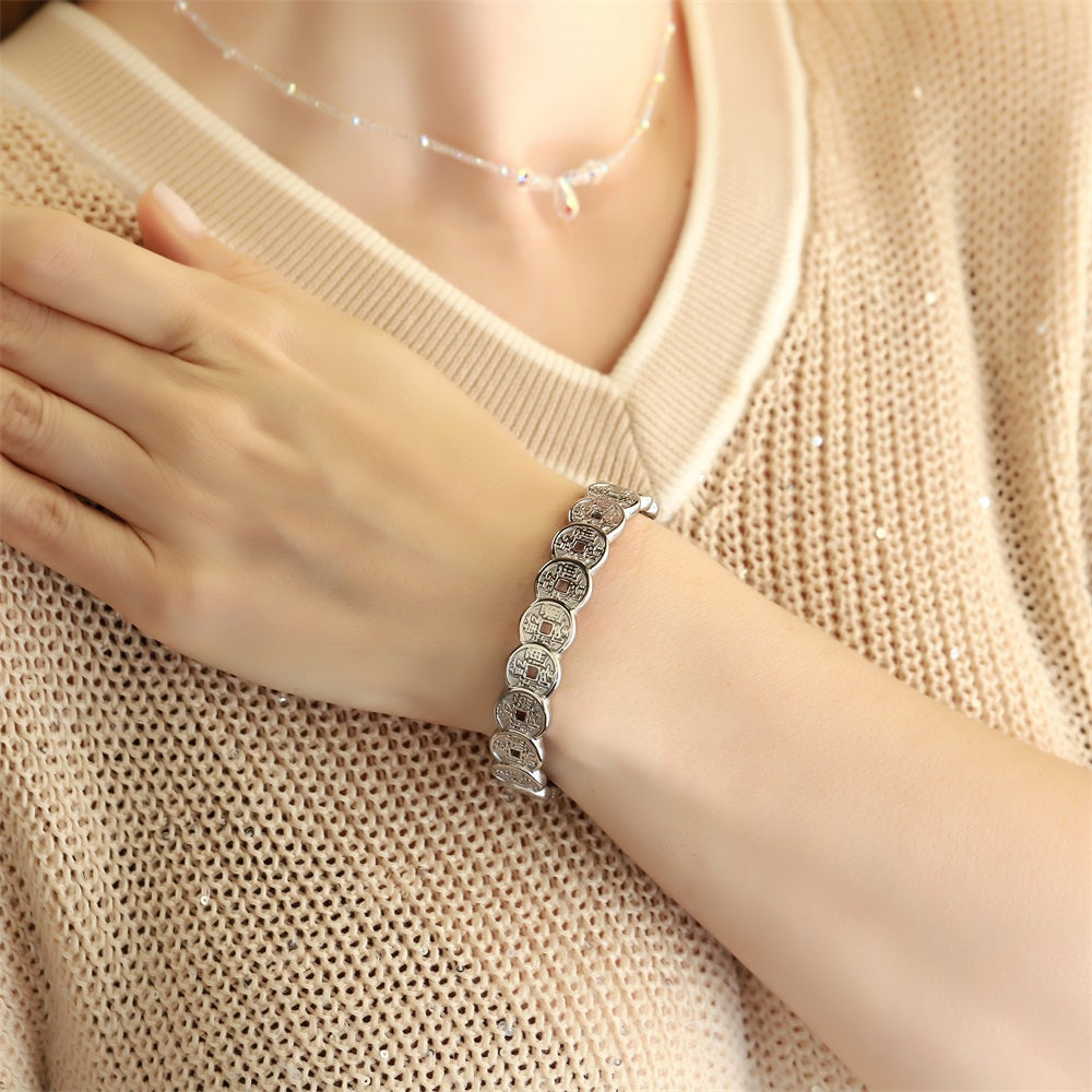 MBSG45 STAINLESS STEEL COIN OPEN BANGLE