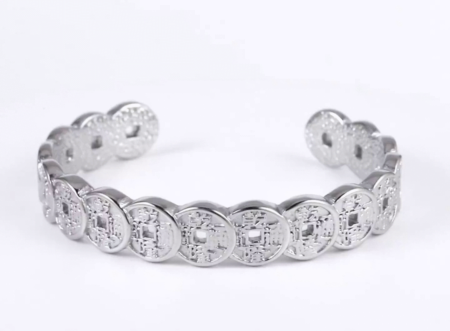 MBSG45 STAINLESS STEEL COIN OPEN BANGLE