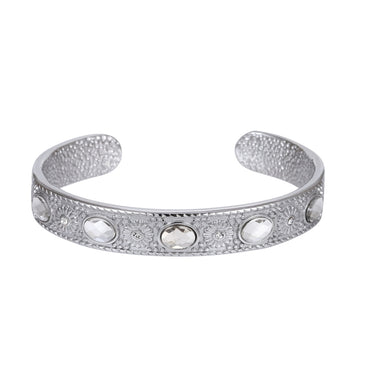 MBSG46 STAINLESS STEEL OPEN BANGLE WITH FLOWER DESIGN