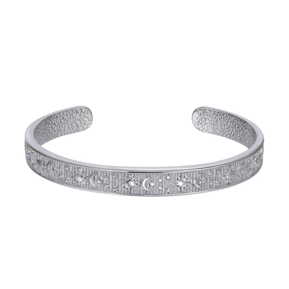 MBSG49 STAINLESS STEEL OPEN BANGLE WITH SUN/MOON/STAR