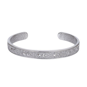 MBSG49 STAINLESS STEEL OPEN BANGLE WITH SUN/MOON/STAR