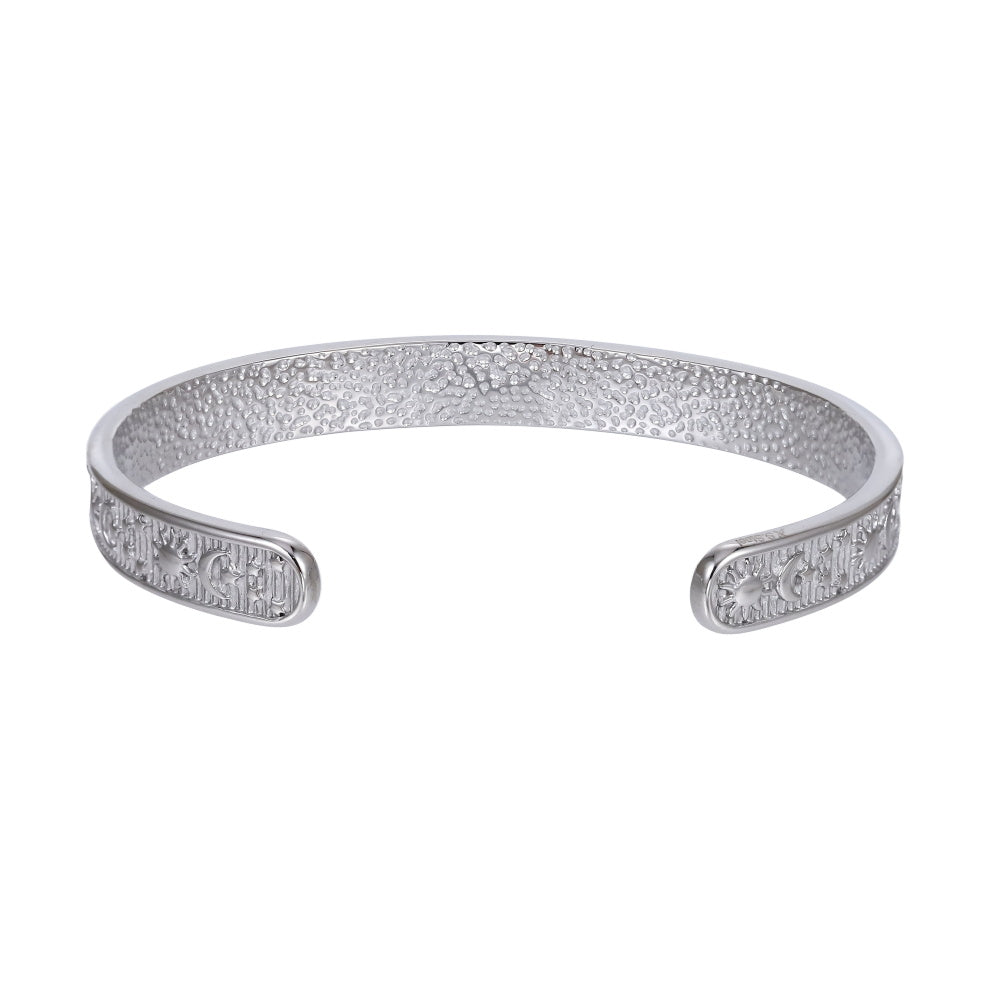 MBSG49 STAINLESS STEEL OPEN BANGLE WITH SUN/MOON/STAR