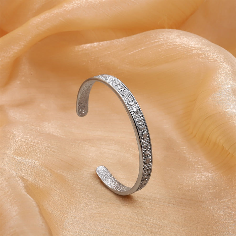 MBSG49 STAINLESS STEEL OPEN BANGLE WITH SUN/MOON/STAR