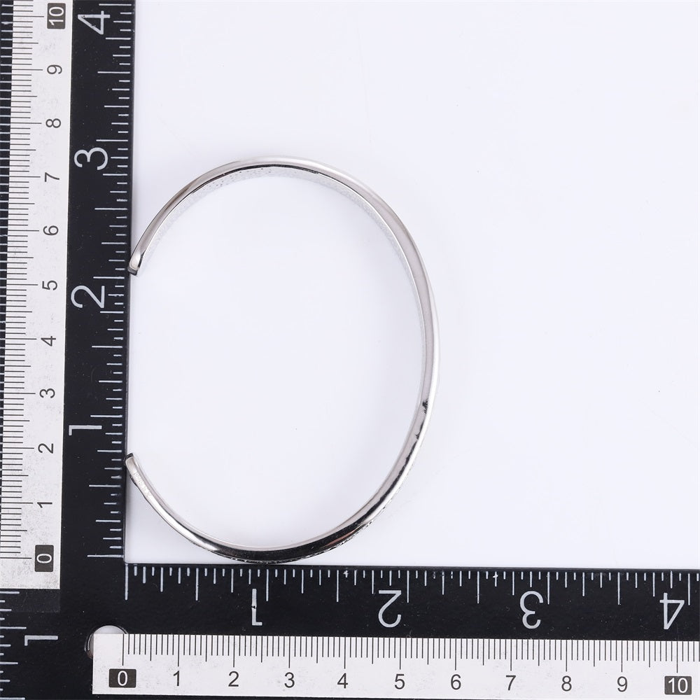 MBSG49 STAINLESS STEEL OPEN BANGLE WITH SUN/MOON/STAR