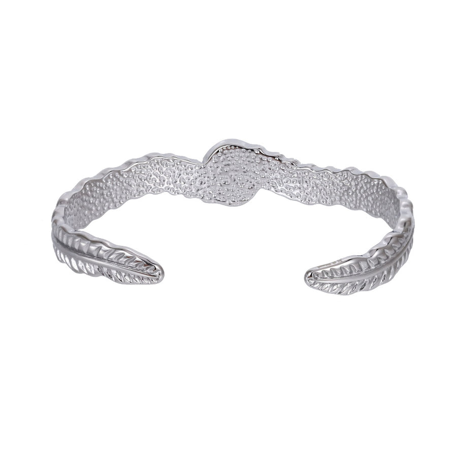 MBSG50 STAINLESS STEEL FEATHER OPEN BANGLE WITH SYNTHETIC TURQUOIZE