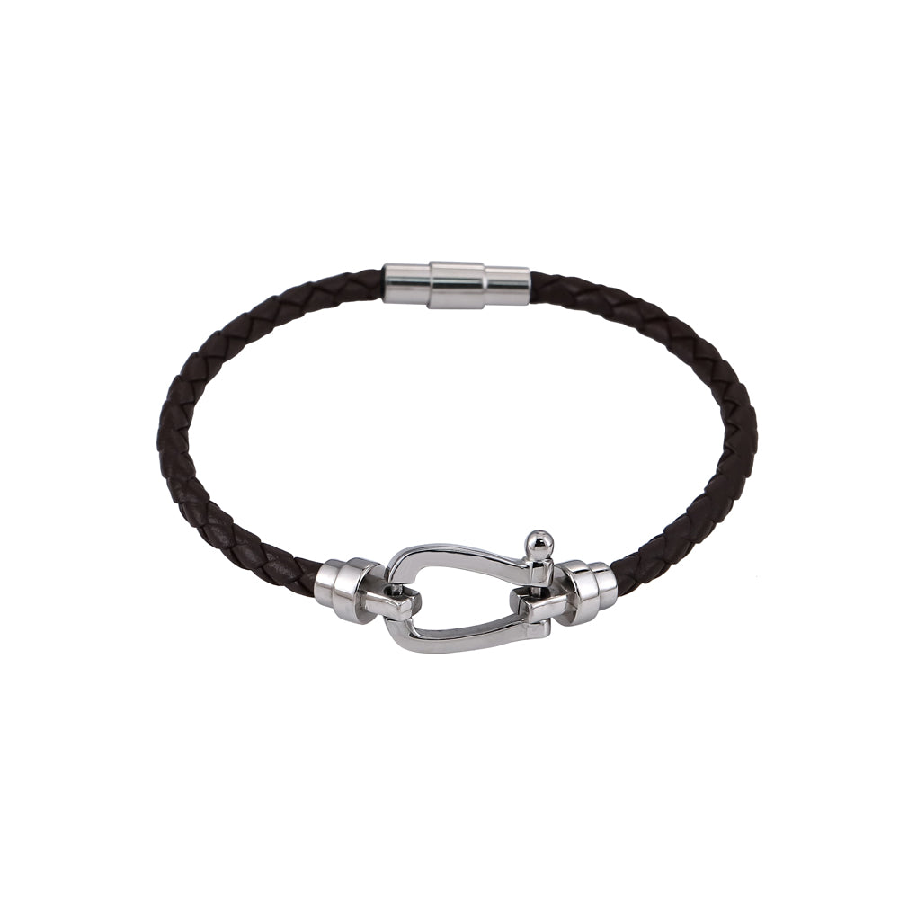 MBSS11 LEATHER BRACELET WITH STAINLESS STEEL CLOSURE AAB CO..