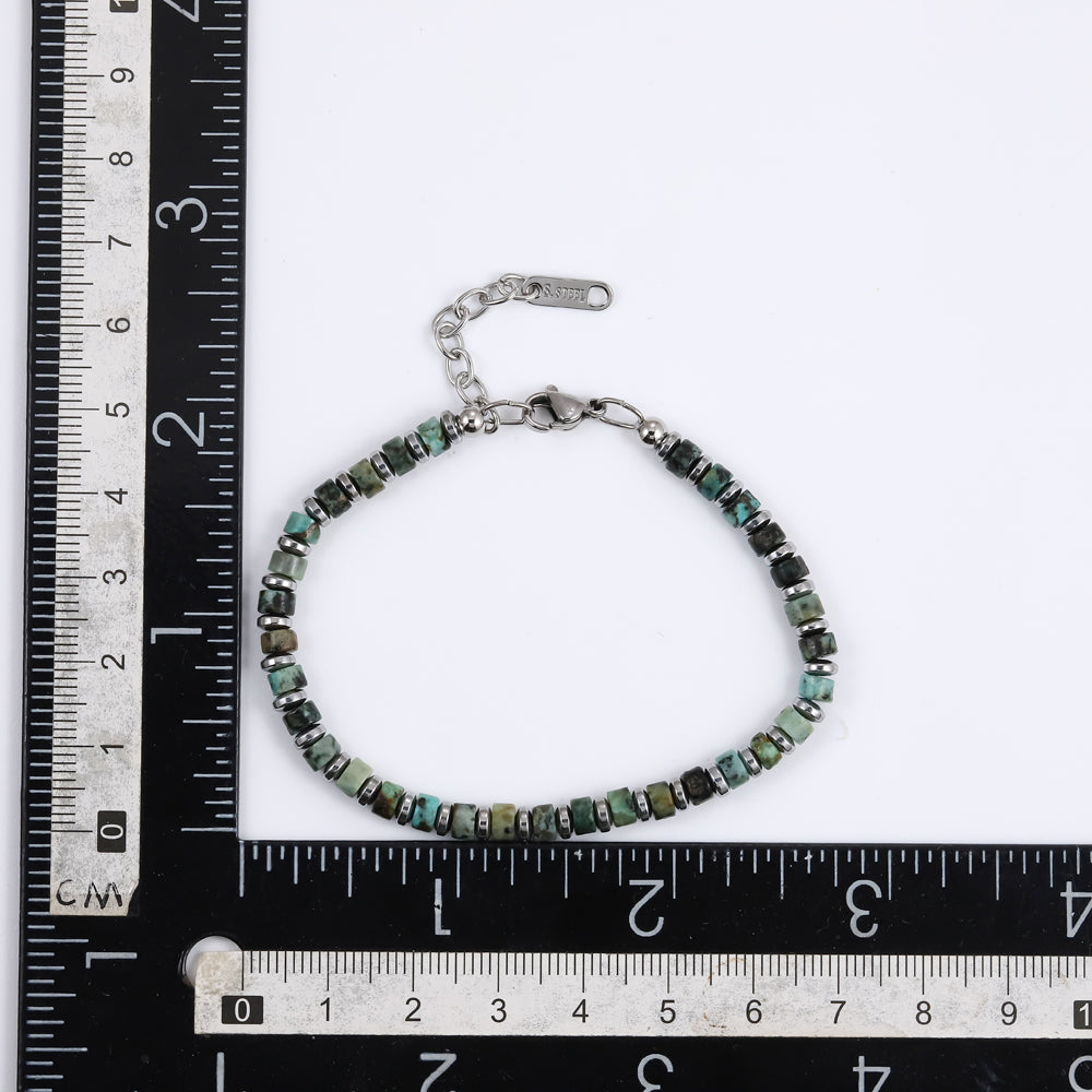 MBSS149 STAINLESS STEEL & HEMATITE BRACELET WITH NATURAL STONE