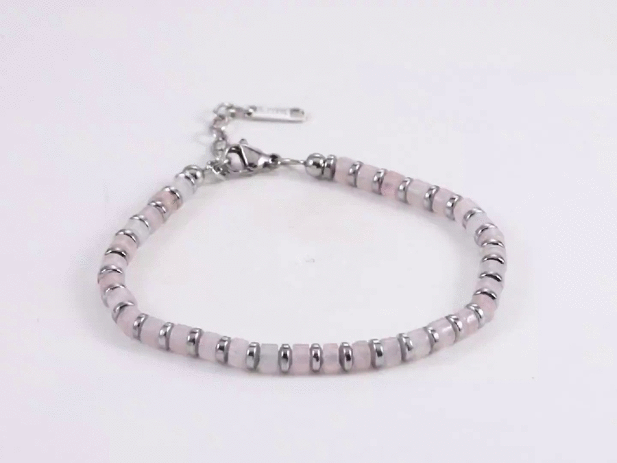MBSS149 STAINLESS STEEL & HEMATITE BRACELET WITH NATURAL STONE